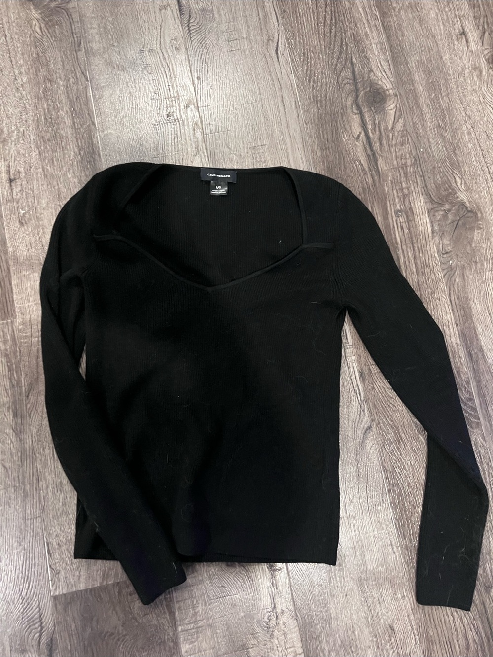 Club Monaco Black Knit Top with Tag Detail